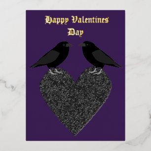 Gothic Ravens und Black Heart Custom Folien Feiertagspostkarte