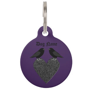 Gothic Ravens und Black Heart Custom Haustiermarke