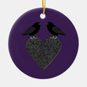 Gothic Ravens und Black Heart Custom Keramik Ornament