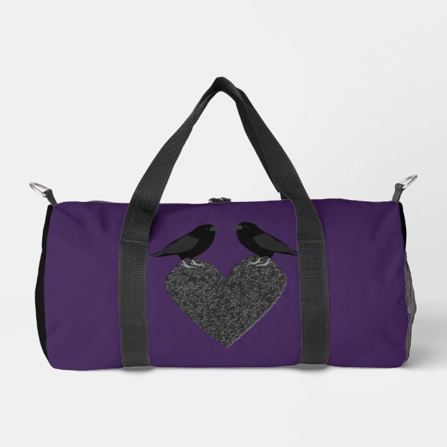 Gothic Ravens und Black Heart Gemustert Duffle Bag (Vorderseite)