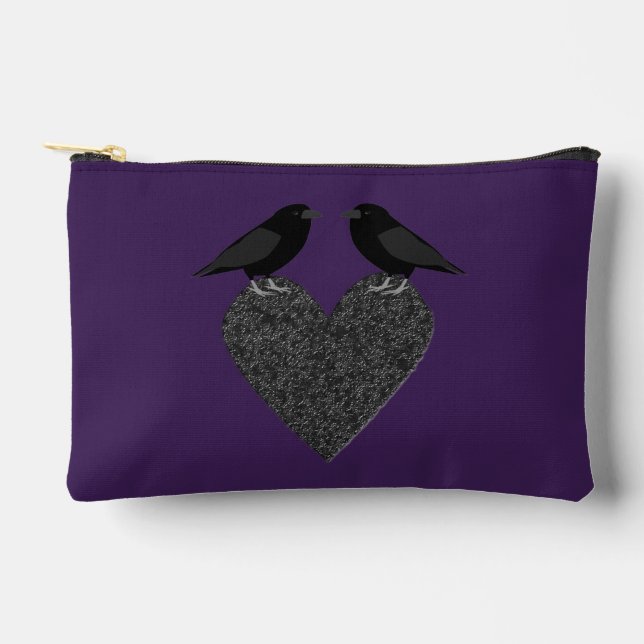 Gothic Ravens und Black Heart Gemustert Zubehörtasche (Vorderseite)