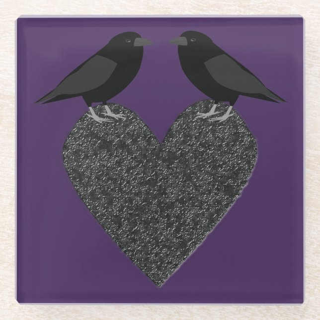 Gothic Ravens und Black Heart Glasuntersetzer (Vorderseite)