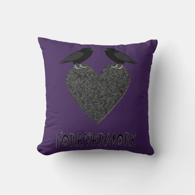 Gothic Ravens und Black Heart Kissen (Vorderseite)