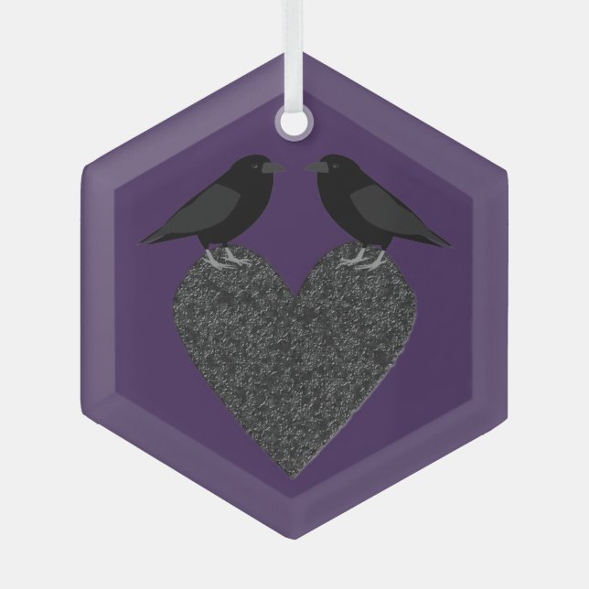 Gothic Ravens und Black Heart Ornament Aus Glas (Vorderseite)