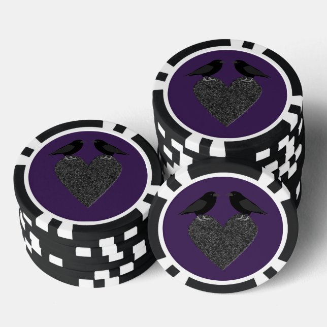 Gothic Ravens und Black Heart Pokerchips (Stapel)