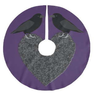 Gothic Ravens und Black Heart Polyester Weihnachtsbaumdecke