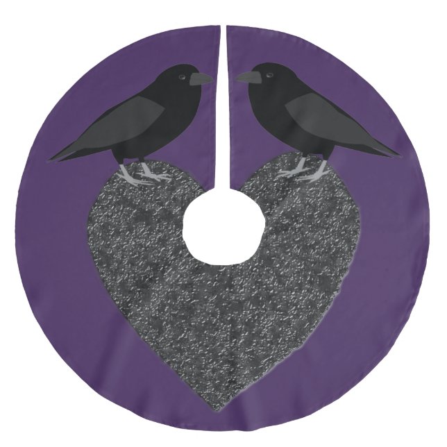 Gothic Ravens und Black Heart Polyester Weihnachtsbaumdecke (Vorderseite)