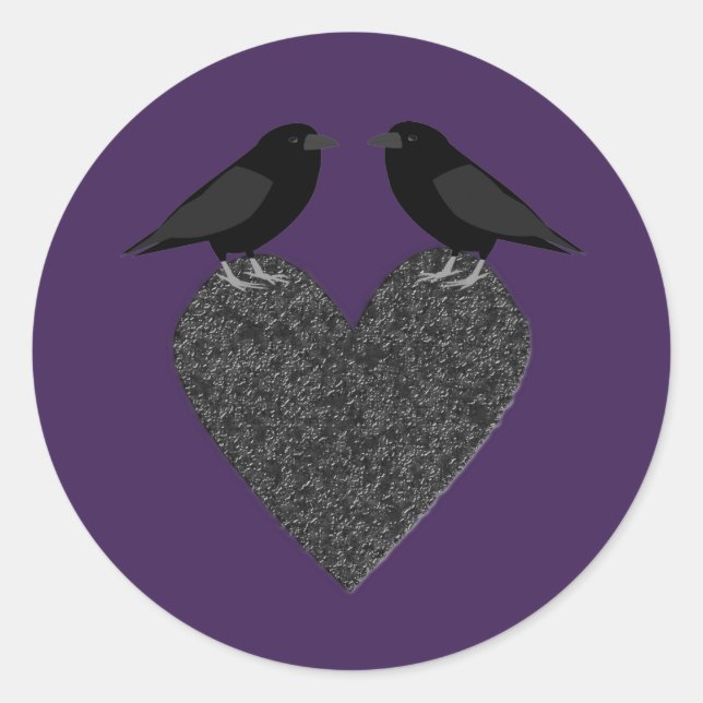 Gothic Ravens und Black Heart Runder Aufkleber (Vorderseite)