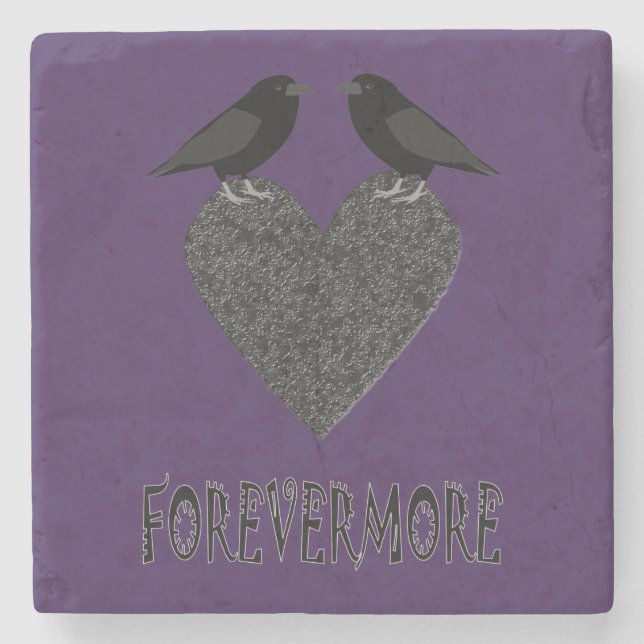 Gothic Ravens und Black Heart Steinuntersetzer (Vorderseite)