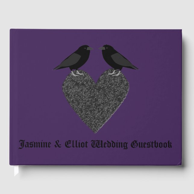 Gothic Ravens und Black Heart Wedding Gästebuch (Vorderseite)