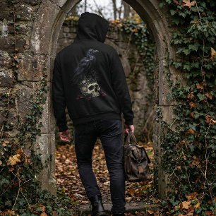 Gothic Ravenschedel & Giftfläschchen Dark Fantasy Hoodie