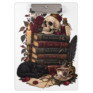 Gothic Reader Literarischer Bücherwurm Schädel & R Klemmbrett