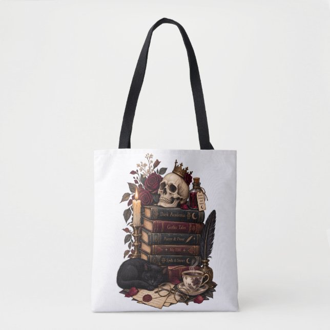Gothic Reader Literarischer Bücherwurm Schädel und (Vorderseite)