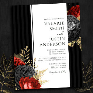 Gothic Red and Black Floral Budget Hochzeit
