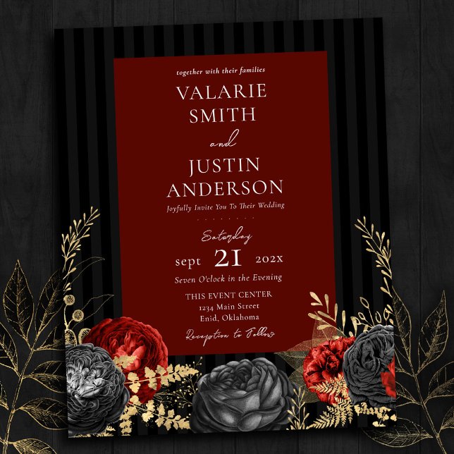 Gothic Red and Black Floral Wedding All in One Fly Flyer (Von Creator hochgeladen)