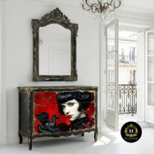 Gothic Red Black Dragon Woman Fantasy Decoupage