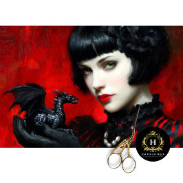 Gothic Red Black Dragon Woman Fantasy Decoupage Seidenpapier
