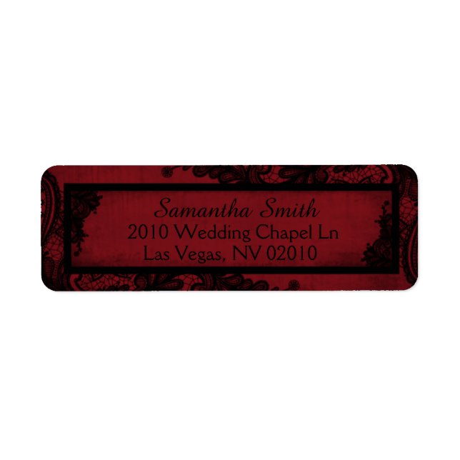 Gothic Red Black Lace Grunge Wedding Labels (Vorne)