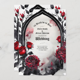 Gothic Red Black Rose bis zum Tod machen uns Teil Einladung