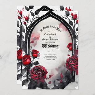 Gothic Red Black Rose bis zum Tod machen uns Teil Einladung