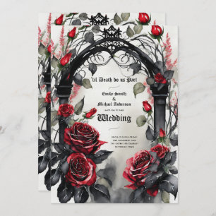 Gothic Red Black Rose bis zum Tod machen uns Teil Einladung