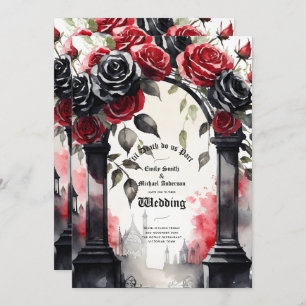 Gothic Red Black Rose bis zum Tod machen uns Teil Einladung