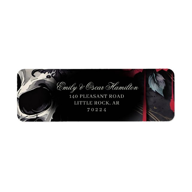 Gothic Red & Black Rose Elegant Return Address (Vorne)