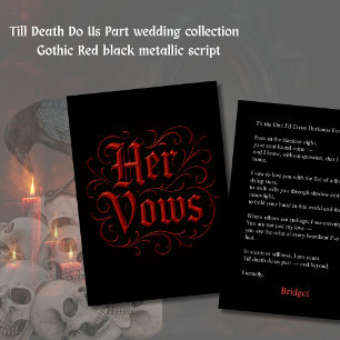 Gothic Red & Black Wedding Vow Letter - Ihre Stimm Karte