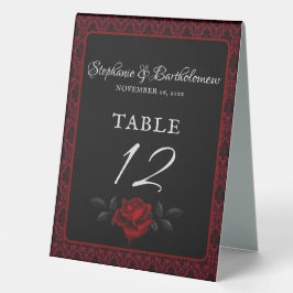 Gothic Red Damask Rose Wedding Tischaufsteller