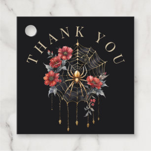 Gothic Red & Gold Floral Spiderweb Vielen Dank Geschenkanhänger