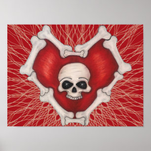 Gothic Red Head mit Knochenschädel auf Spirallinie Poster