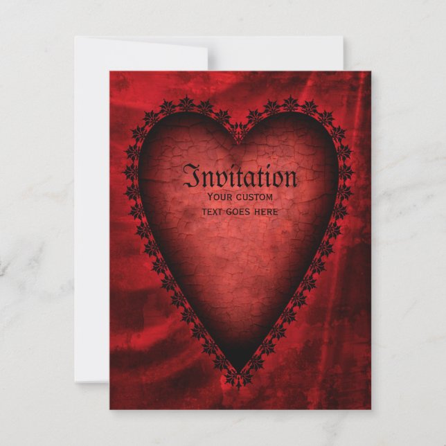 Gothic Red Heart Einladung (Vorderseite)