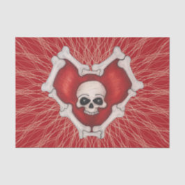Gothic Red Heart of Bones White Skull Spiral Lines Seidenpapier
