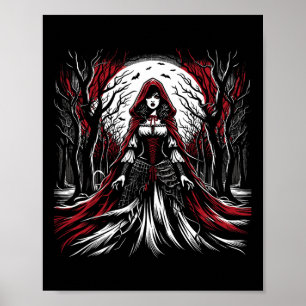Gothic Red Riding Hood Dark Halloween Spooky Poster
