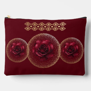 Gothic Red Rose & Gold Personalisiert Zubehörtasche
