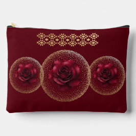 Gothic Red Rose & Gold Personalized Zubehörtasche
