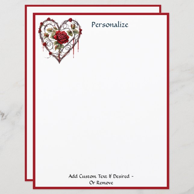 Gothic Red Rose Heart Vine Artwork Personalized (Vorne/Hinten)