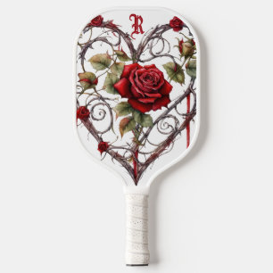 Gothic Red Rose Herz Reben Kunstwerk Vintage Elega Pickleball Schläger