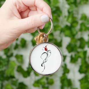 Gothic Red Rose Lady Surrealer Stammes-Tätowierkun Schlüsselanhänger