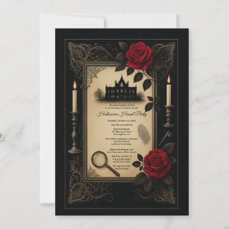 Gothic Red Rose Mystery Mansion Party Einladung