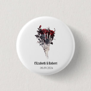 Gothic Red Roses Skelett Hochzeit Button