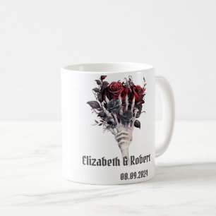 Gothic Red Roses Skelett Hochzeit  Kaffeetasse
