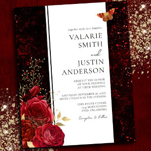 Gothic Red Spritzer Floral Budget Wedding