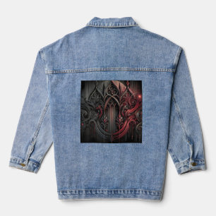 Gothic Red und Black Denim Jacket Jeansjacke