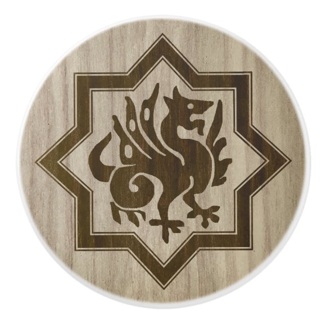 Gothic-Revival-Drache Keramik-Griff Keramikknauf (Vorderseite)