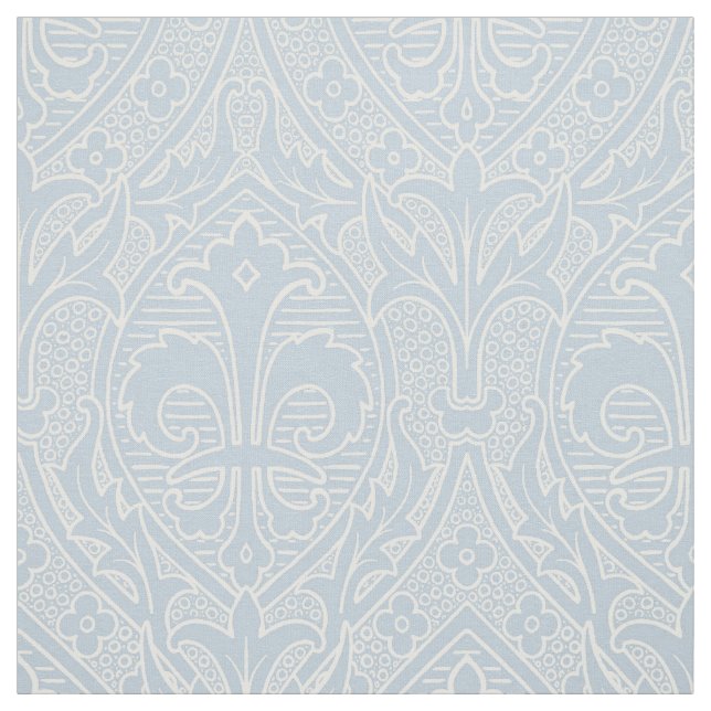 Gothic Revival Fleur de Lys - Misty Blue Stoff (Muster)