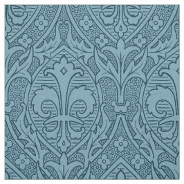 Gothic Revival Fleur de Lys - Peacock Blue Stoff