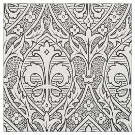 Gothic Revival Fleur de Lys - Schwarz und Weiß Stoff