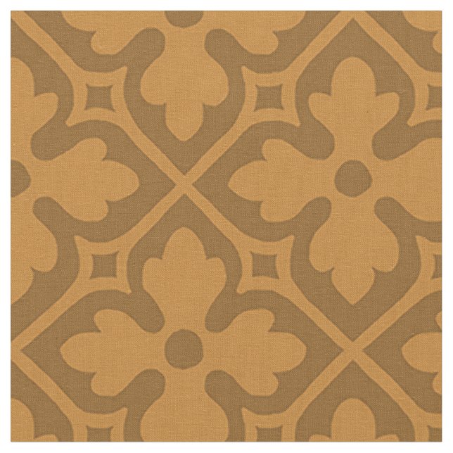 Gothic Revival Quatrefoils, Burnt Caramel Stoff (Nahaufnahme)