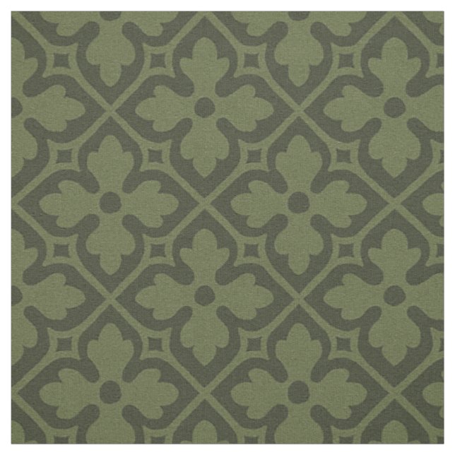 Gothic Revival Quatrefoils, Loden Green Stoff (Muster)
